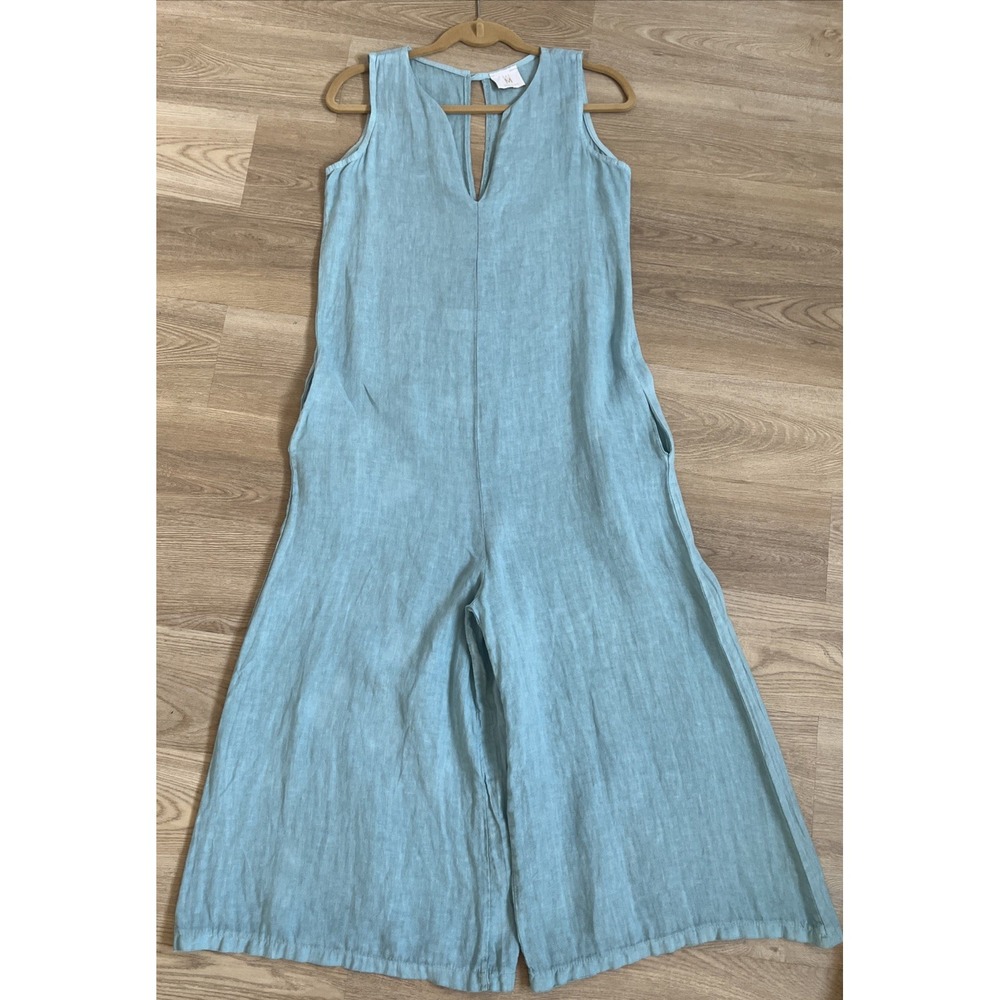 Milio -Milano Linen Wide Leg Jumpsuit Pockets Made In Italy Oversized XS/S